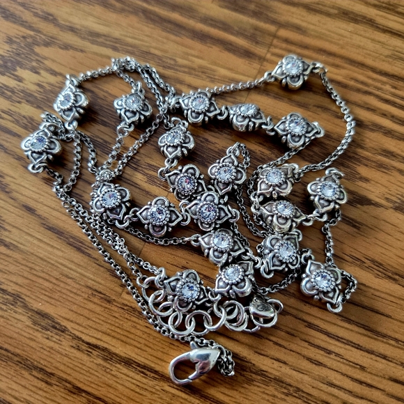 BRIGHTON "Alcazar" Vintage Long Length Crystal And Silver Necklace BOHEMIAN! - Picture 4 of 14